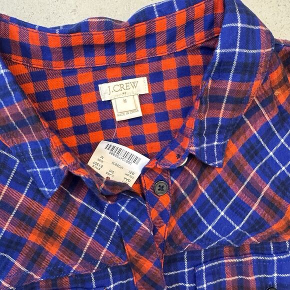 J. Crew Tartan Plaid Flannel Shirt Dress - Blue/Red - Size M - NWT - Picture 2 of 8